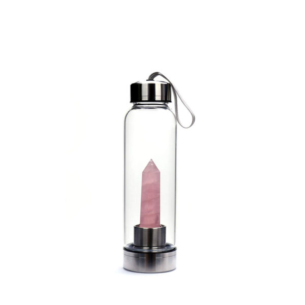 natural crystal clear glass bottle with gemstone infuser