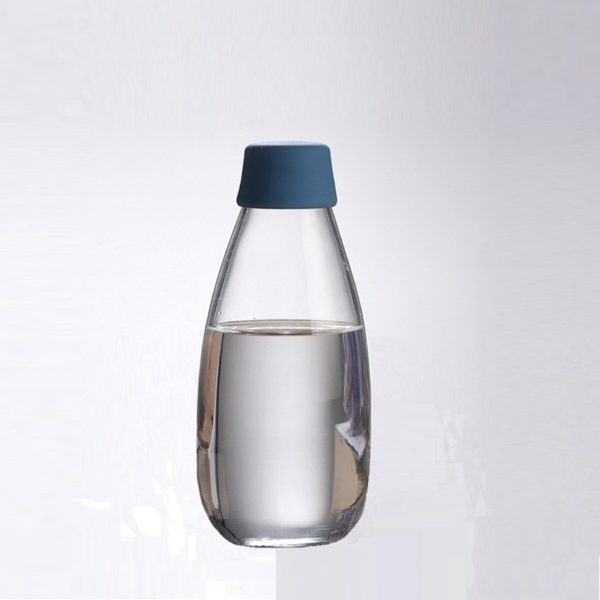 Water glass bottle belly shape with silicone cap