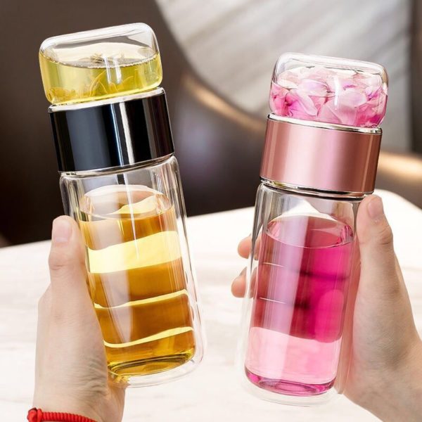 Professional tea maker double side open bottle with infuser
