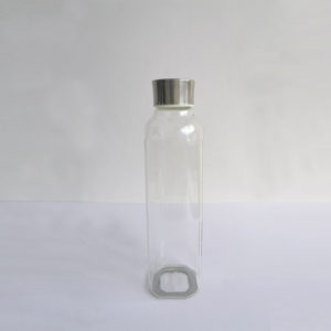 Large square shape bottle glass with steel lid 30oz