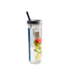 BPA free palstic 24oz colorful flip cap fruit infuser bottle with straw